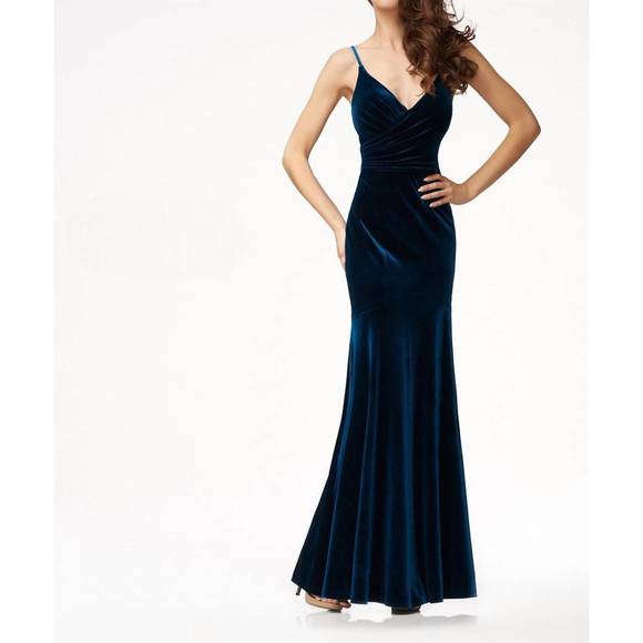 NEW COLETTE BY MON CHERI velvet long dress in navy - Picture 3 of 3